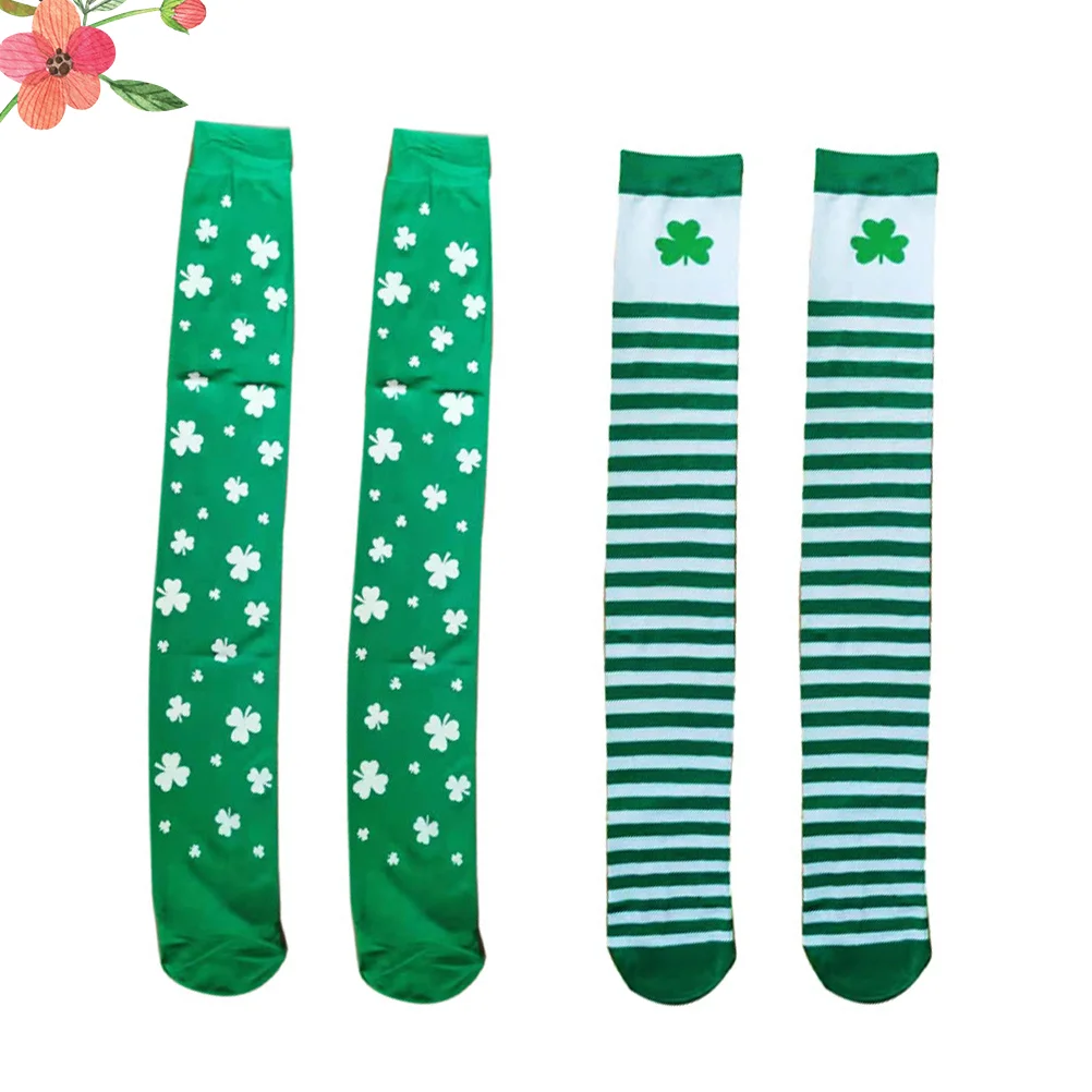 

2 Pairs Long Stocking St Patrick Day Stockings Thigh Stuffers' Barrel Leg Socks