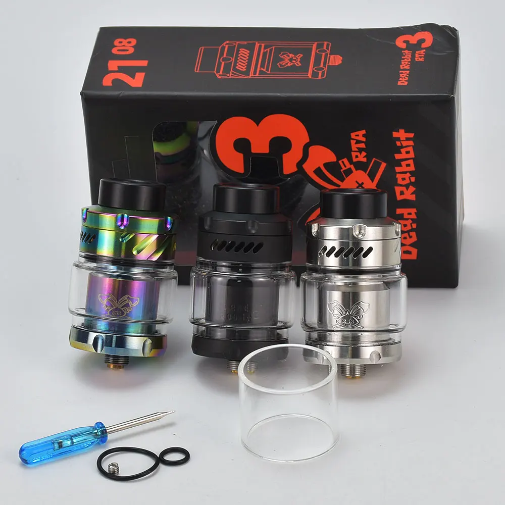 

Dead Rabbit 3 RTA 25mm Atomizer 316ss 3.5ml/5.5ml Single Coil or Dual Coils Rebuildable E-Cigarette Vaper Tank vs kylin v3 rta