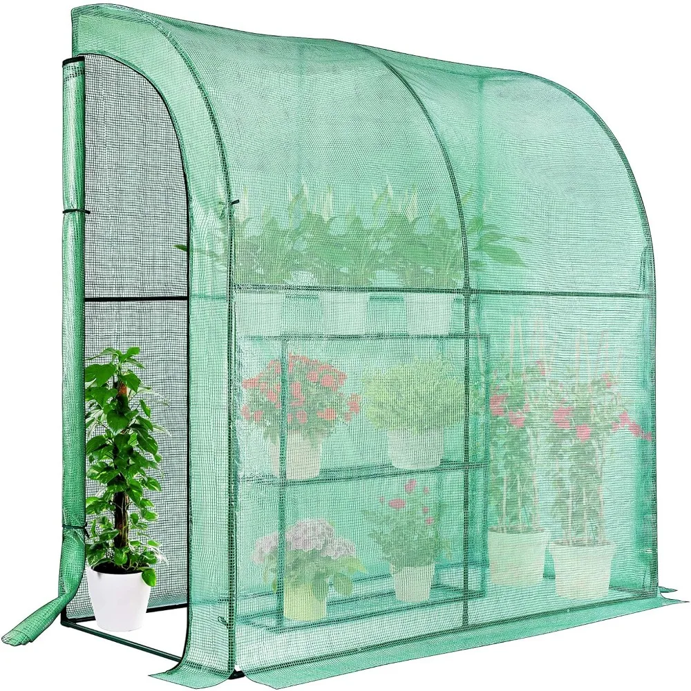 

Greenhouse Garden Portable Wall House With Green PE Cover and Shelf for Compact Garden 79x39x83-Inch Planting Home Free Shipping