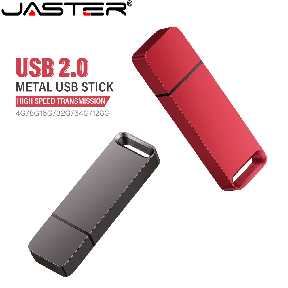 

JASTER Metal USB 2.0 Flash Drives 64GB 32GB Waterproof Pen Drive Red Pendrive Business Gift Memory Stick 16GB U Disk for Laptop