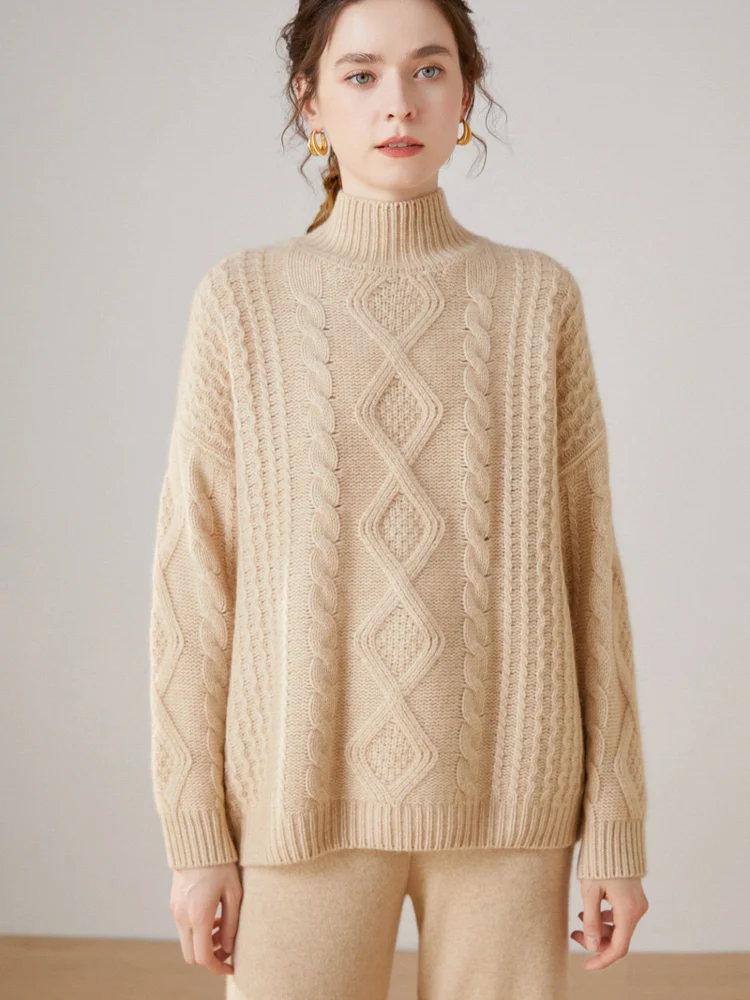 Cashmere 2023 Autumn and Winter New High Quality Women's Sweater Popular Thickened Cable Half Turtleneck Pullover
Cashmere 2023 Autumn and Winter New High Quality Women's Sweater Popular Thickened Cable Half Turtleneck Pullover