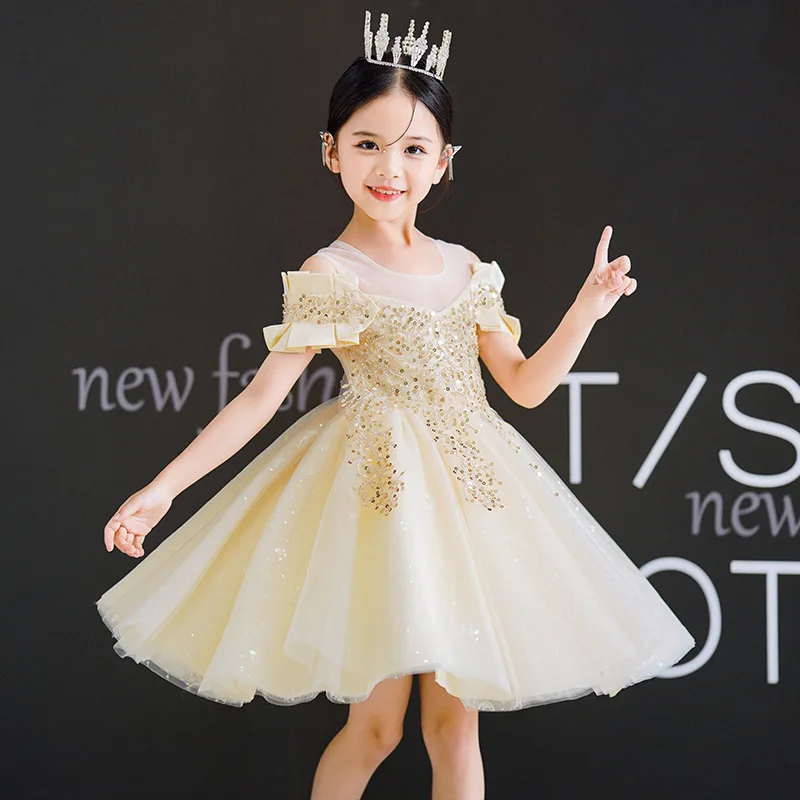 Formal Princess Exquisite Champagne Sequins Dress Elegant Kids Wedding Dresses Girls Evening Dresses
Formal Princess Exquisite Champagne Sequins Dress Elegant Kids Wedding Dresses Girls Evening Dresses
