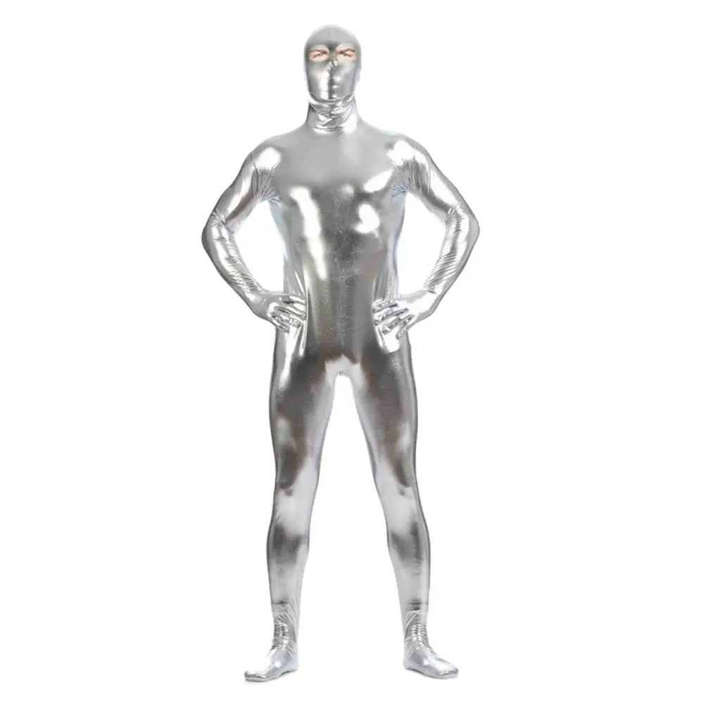 

Brand Sexy unisex Shiny Metallic jumpsuits Leotard Catsuit full bodysuit Tights open eyes