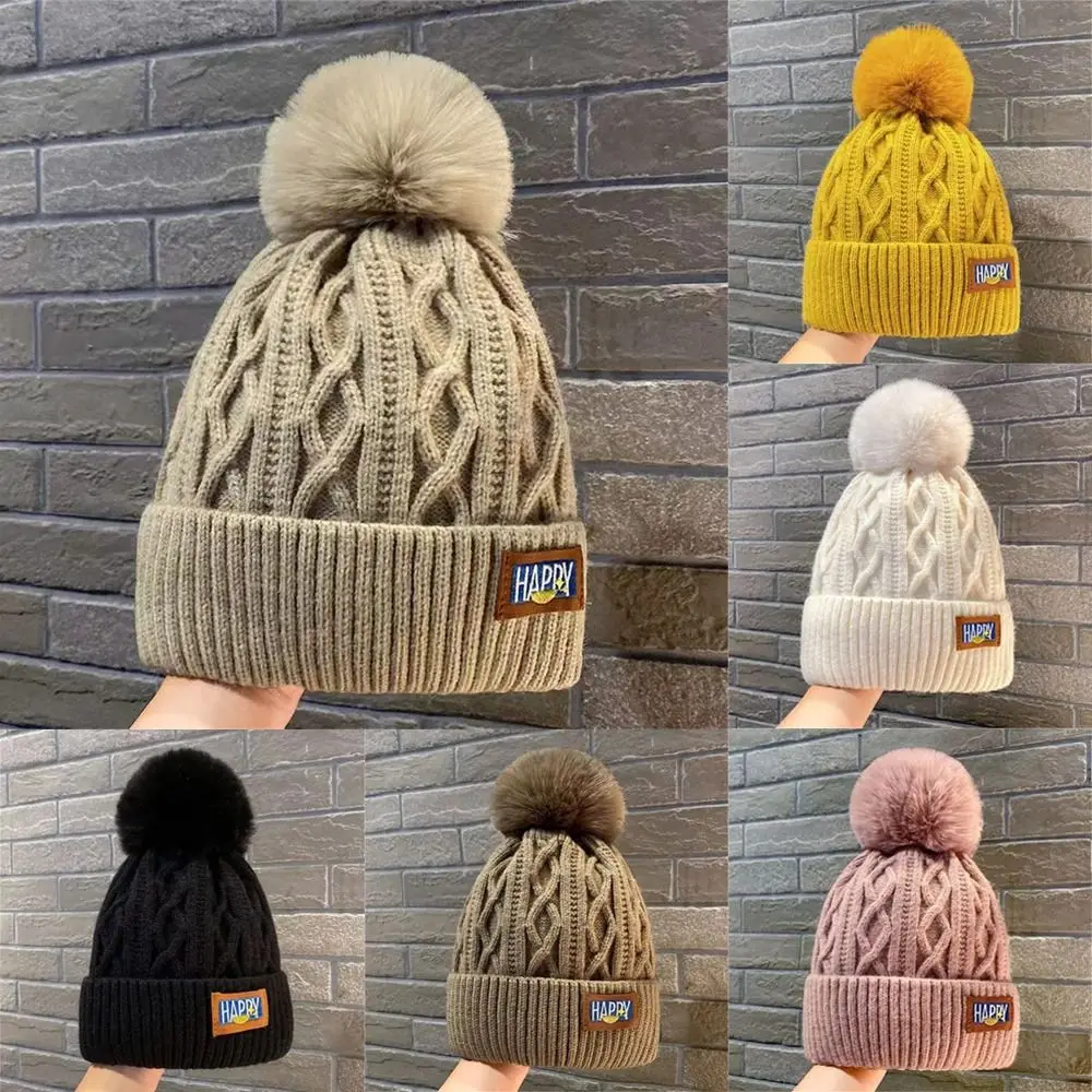 

Fashion Women Pompoms Hat Hairball Hat Thickened Winter Warm Hat Stylish Beanie Hats Casual Outdoor Knitted Cap