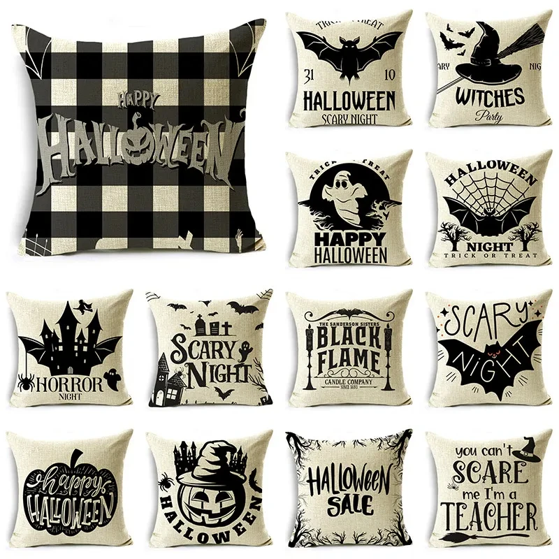 Halloween Pillow Cover 45x45cm Double Sided Geometric Pillowcase Black and White Horror Bat Ghost Pumpkin Cushion Cover F1939
Halloween Pillow Cover 45x45cm Double Sided Geometric Pillowcase Black and White Horror Bat Ghost Pumpkin Cushion Cover F1939