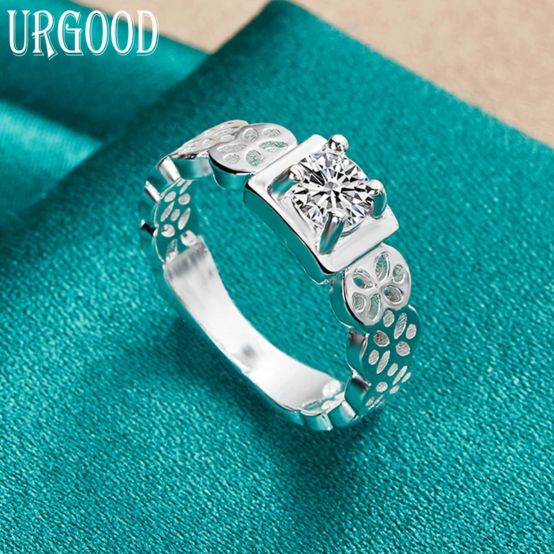 

925 Sterling Silver AAA Zircon Hollow Pattern Ring For Women Man Party Engagement Wedding Romantic Fashion Jewelry Gift