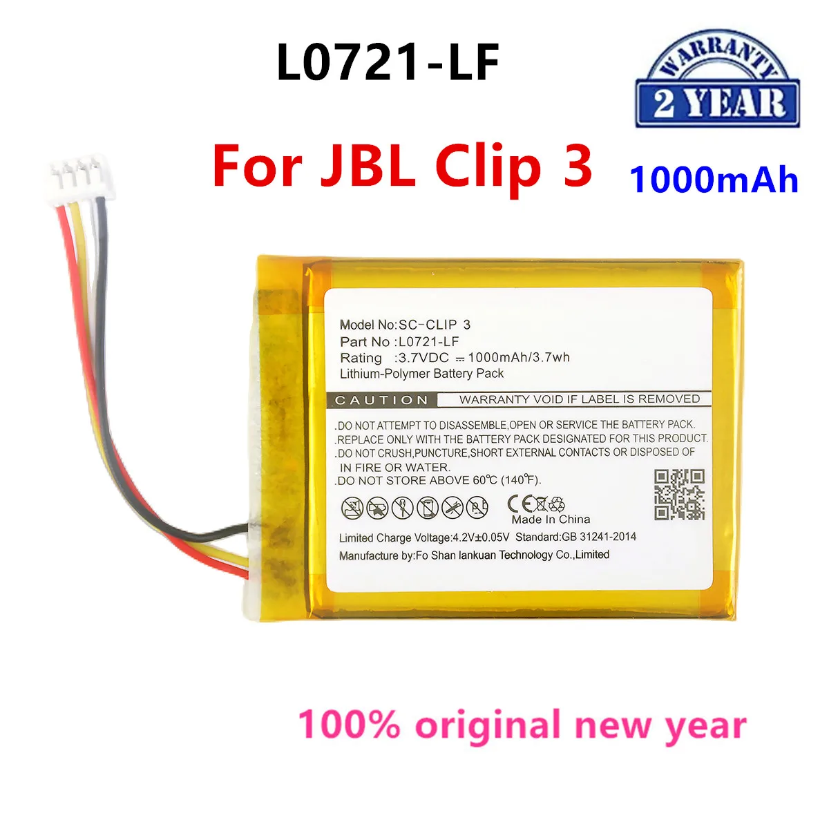 

Original L0721-LF 1000mAh For JBL Clip 3 Clip3 Clip 3AN Clip 3SAND Bluetooth Speaker Replacement Battery.