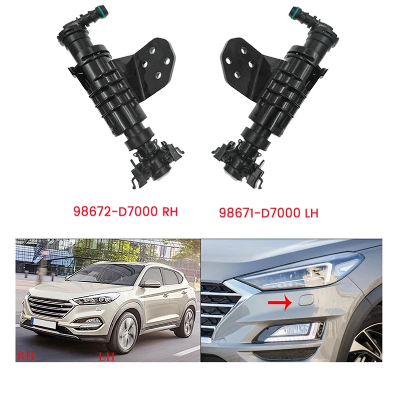 

1Pair Front Headlight Washer Sprayer Nozzle Actuator Parts Accessories For Hyundai Tucson 2016-2020 98671-D7000 98672-D7000