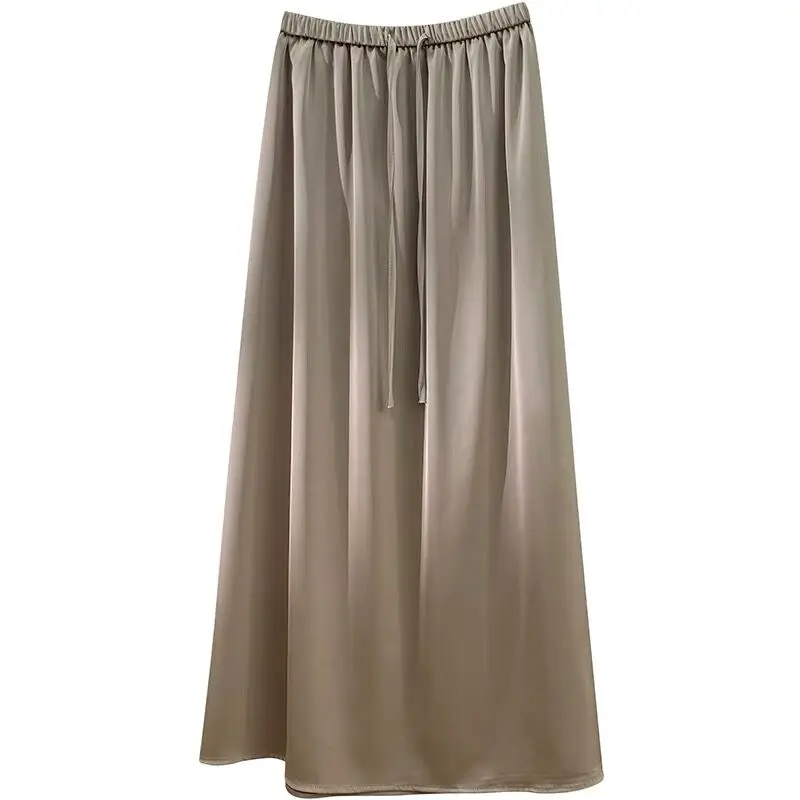 Summer Women A-Line Elegant Midi Skirt High Waisted Skirt Silk Satin Skirts New Korean Style Elastic Waist Lace Up Skirt M-7XL
Summer Women A-Line Elegant Midi Skirt High Waisted Skirt Silk Satin Skirts New Korean Style Elastic Waist Lace Up Skirt M-7XL