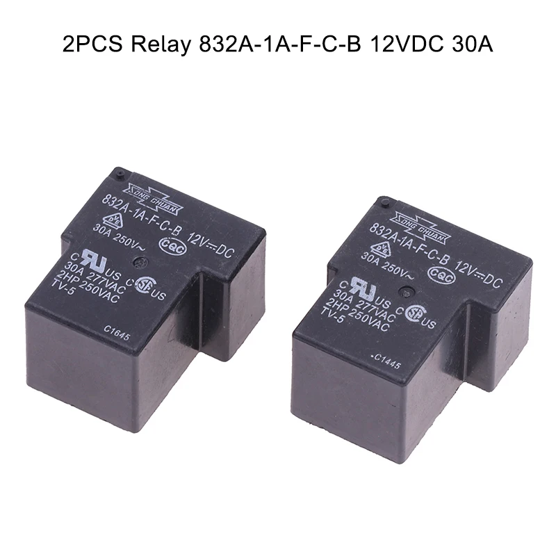 

2 PCS 12V Relay 832A-1A-F-C-B 12VDC 30A 4Pins Electromagnetic Relay Home Appliance Relays