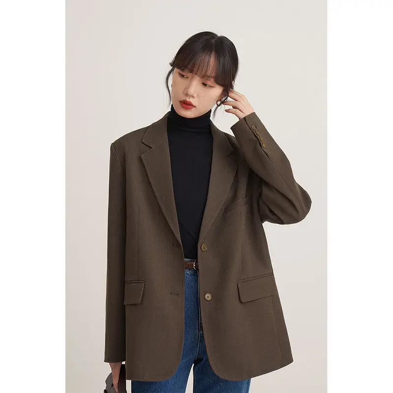 Woman's Autumn/winter Retro Casual Short Long Sleeve Blazer Coats Commuting Solid Color Loose Single-breasted Suit Collar Coat
Woman's Autumn/winter Retro Casual Short Long Sleeve Blazer Coats Commuting Solid Color Loose Single-breasted Suit Collar Coat