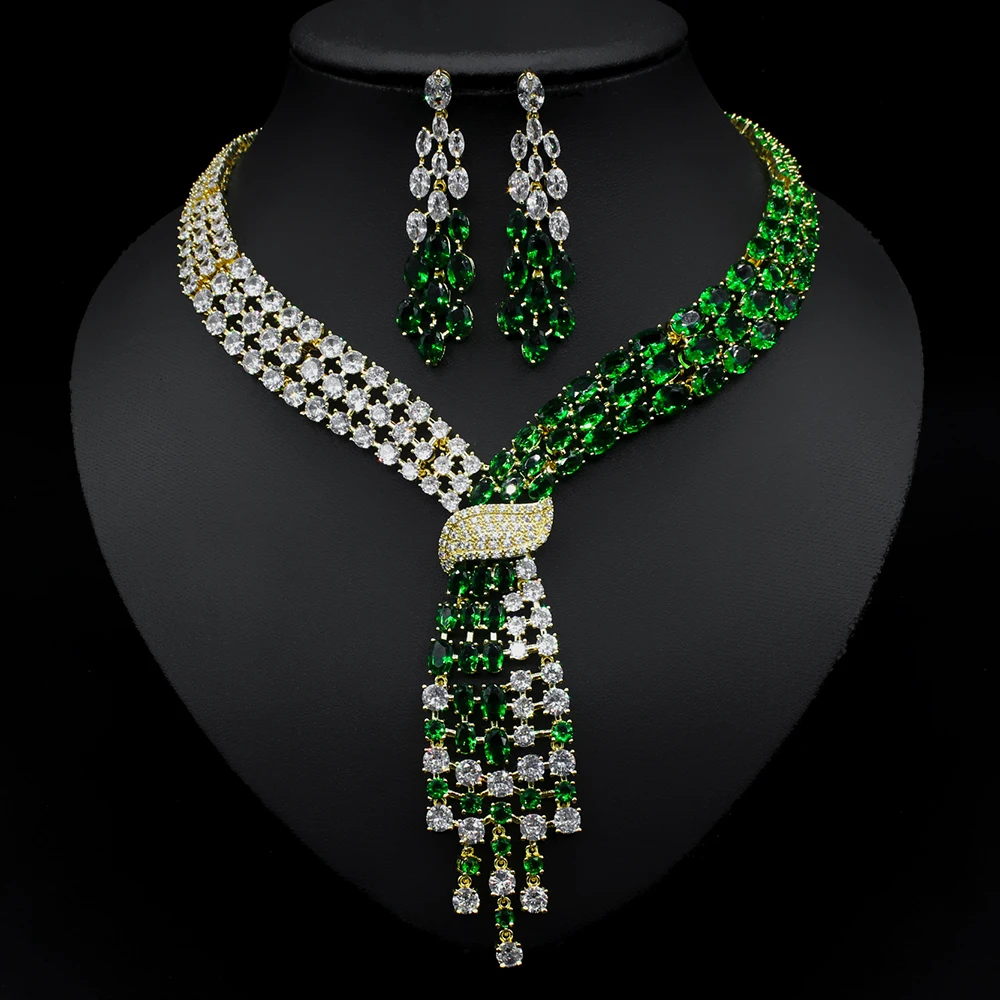 Luxury Trend Green Cubic Zirconia Big Jewelry Set Fashion Earrings Necklace Set For Female Brilliant Arabic Wedding Party Dress
Luxury Trend Green Cubic Zirconia Big Jewelry Set Fashion Earrings Necklace Set For Female Brilliant Arabic Wedding Party Dress