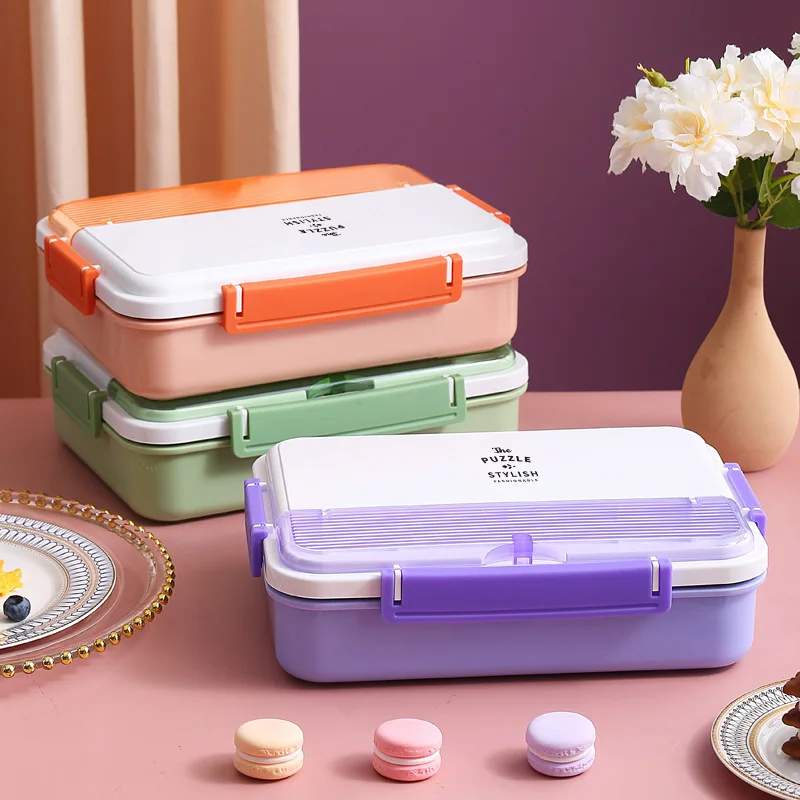 

Lunch Box 304 Stainless Steel Split Large Capacity Dinner Plate with Soup Bowl Water Injection Heating 5 Compartment Bento Box