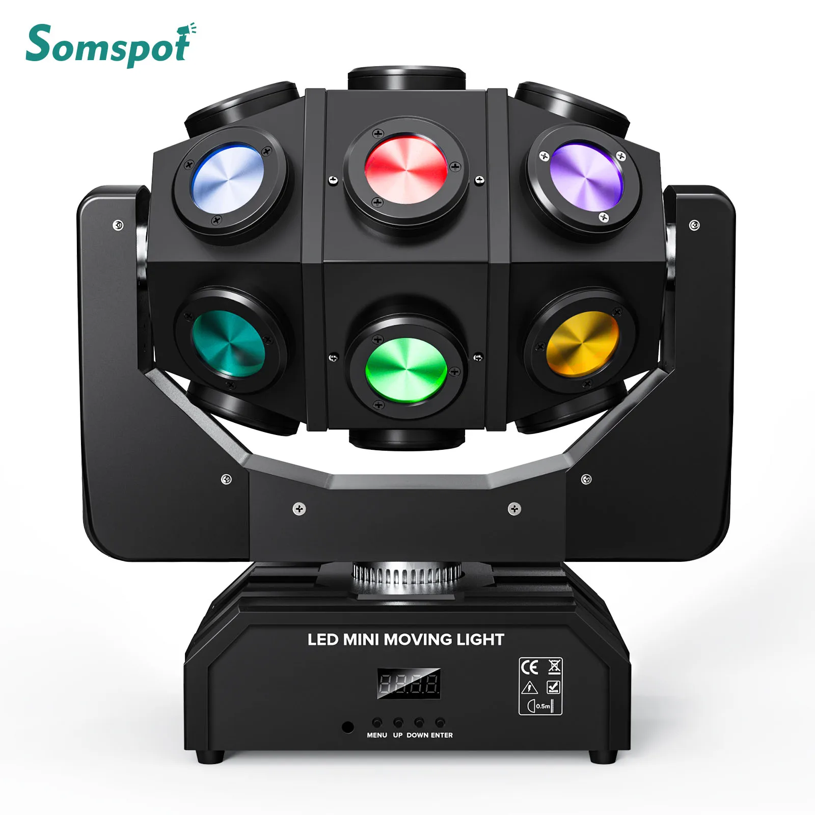 

Somspot 180W RGBW Moving Head Light Beam Strobe Light DMX512 Sound Activated Stage Effect Lighting for DJ Disco Party Wedding