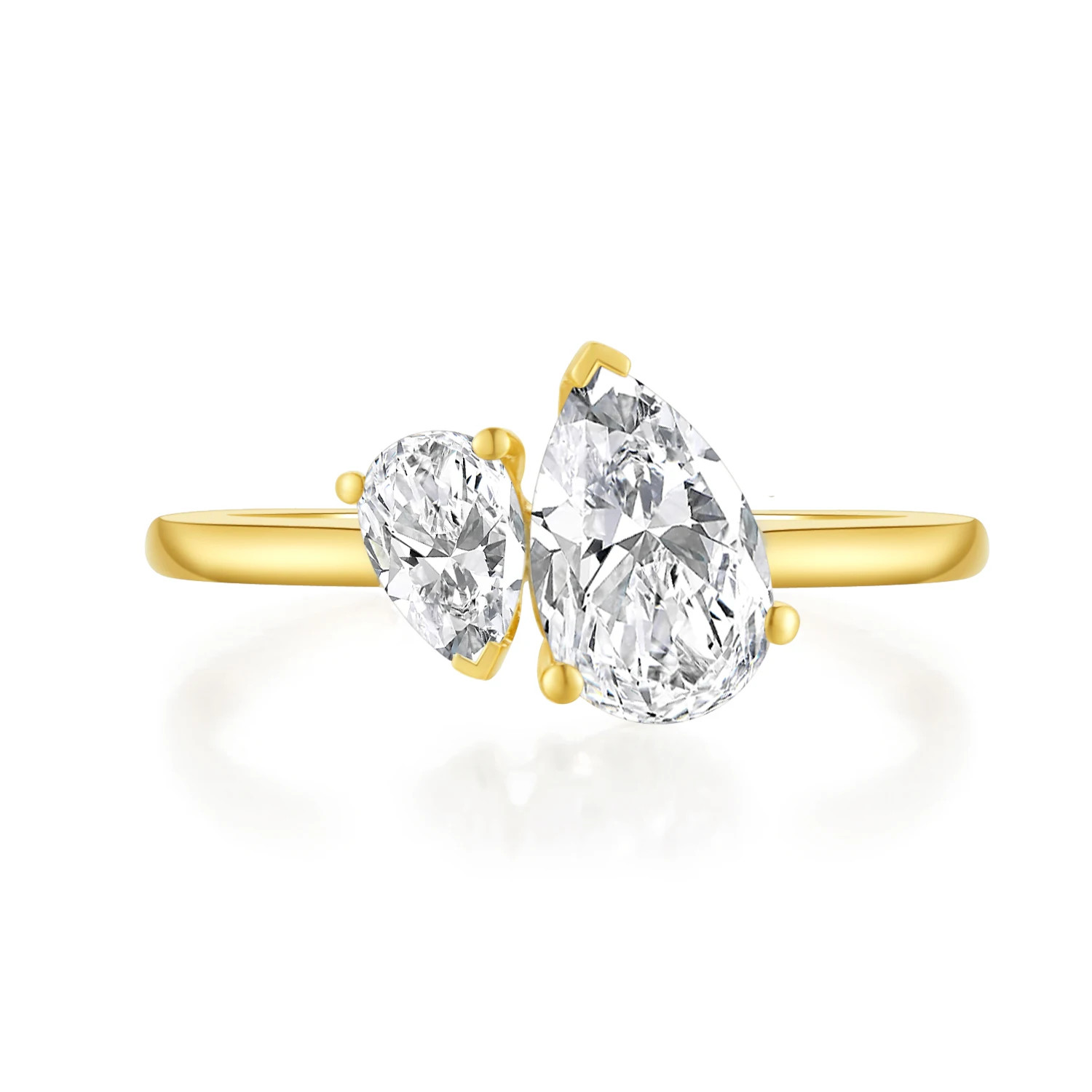 

Women 18K Yellow Gold 0.9ct Lab Grown Diamond Open Rings Wedding Engagement Luxury Fine Jewelry