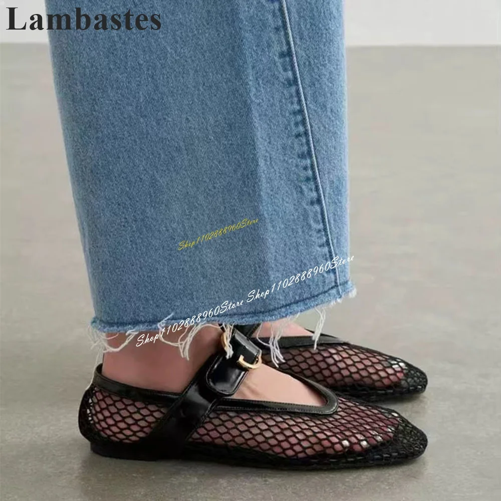 Trending Black Net Belt Buckle Strap Hollow Pumps Flat With Shoes For Women Slip On Round Toe 2024 Fashion Zapatos Para Mujere
Trending Black Net Belt Buckle Strap Hollow Pumps Flat With Shoes For Women Slip On Round Toe 2024 Fashion Zapatos Para Mujere