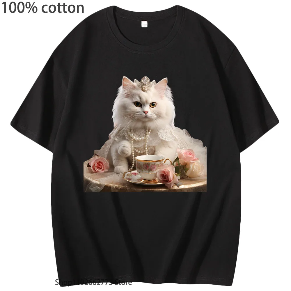 The Queen Cat with A Crown Is Drinking Coffee T-Shirts 100% Cotton Summer Clothes Women Kawaii Cute Casual Men Y2k Top Kpop Tees
The Queen Cat with A Crown Is Drinking Coffee T-Shirts 100% Cotton Summer Clothes Women Kawaii Cute Casual Men Y2k Top Kpop Tees