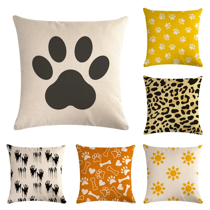 

Cute Dog Paw Pillowcase Leopard Skin Pillow Case Boy Girl Kids Room Aesthetics Bed Sofa Bedroom Decorative Pillow Cover 45x45