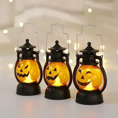 

LED Halloween Pumpkin Ghost Lantern Candle Light Party Decoration for Home Holiday Bar Horror Props Oil Lamp Kids Toy