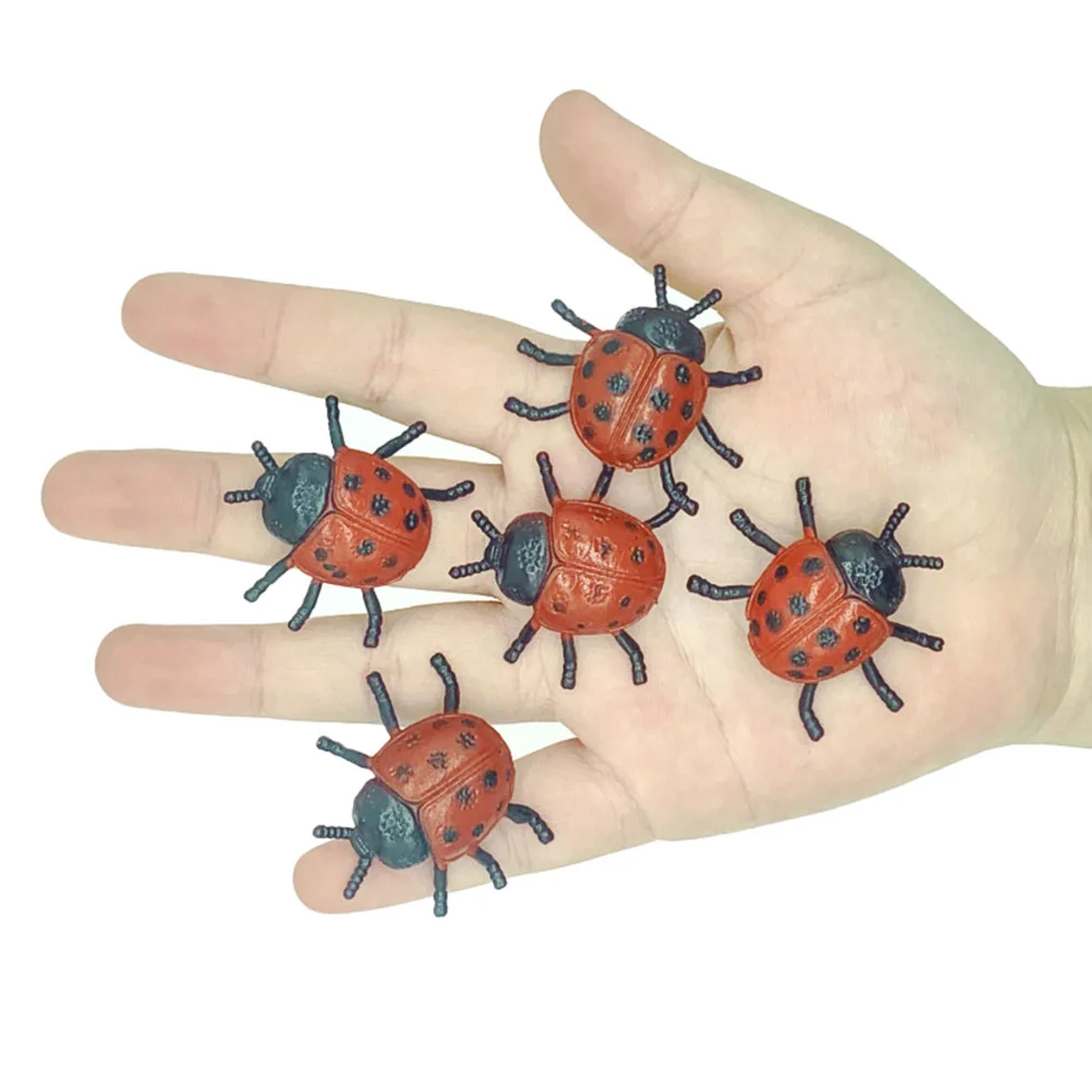 

25 PCS Pvc Simulation Ladybug Insect Toy Plastic Ladybird Tricky Prop Halloween Props