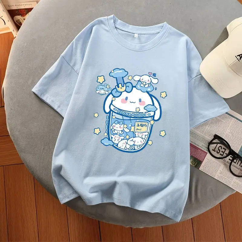 Sanrio Hello Kitty Kuromi Cinnamoroll Short Sleeve Kawaii Cotton T-Shirt Girl Cartoon Summer Loose Style Children's Top Clothing
Sanrio Hello Kitty Kuromi Cinnamoroll Short Sleeve Kawaii Cotton T-Shirt Girl Cartoon Summer Loose Style Children's Top Clothing