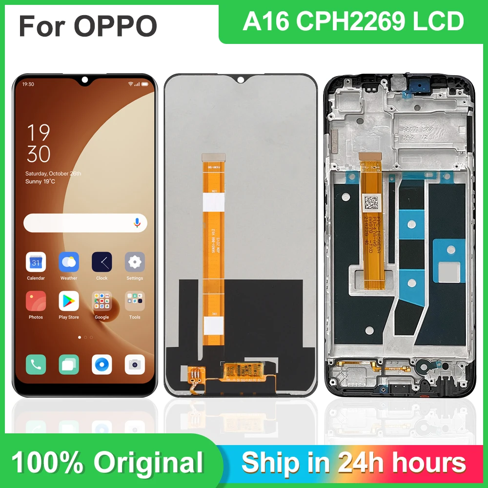 

6.52"Original For Oppo A16 LCD Display CPH2269 Touch Screen Digitizer Assembly Replacement,For A16S CPH2271 Display Repair Parts