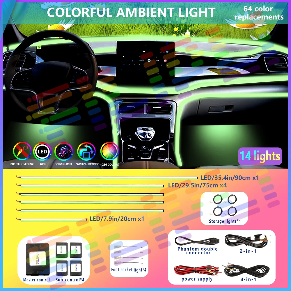 

22 in 1 double zone LED acrylic neon RGB Rainbow Rhythm Symphony atmosphere light use time 100,000 hours! Application program co