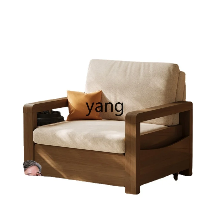 

Yjq Solid Wood Sofa Bed Foldable Dual-Purpose Retractable Modern Minimalist Oak Small Apartment Living Room Sofa Bed