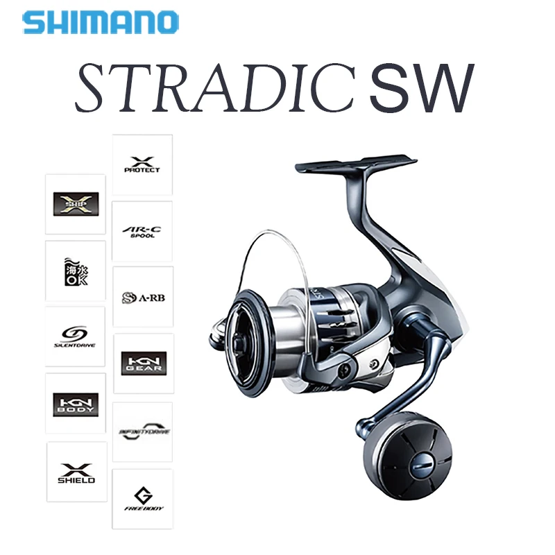 

2020 SHIMANO STRADIC SW Spinning Fishing Reels 4000-10000 6+1BB Max Drag 11-13kg Waterproof HAGANE Body Saltwater Reels Fishing