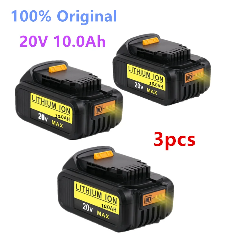 

1-3pcs New 100% Original 10000mAh 20V for Dewalt Power Tool Battery DCB206 20V 10.0Ah Battery DCB206 20V Battery DCB205 DCB204-2