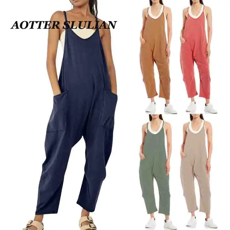 2023 Summer Women Solid Color Zipper Patch Pocket Sling Jumpsuit Fashion Casual Ladies Sleeveless Loose Bodysuit Fat Hip Pants
2023 Summer Women Solid Color Zipper Patch Pocket Sling Jumpsuit Fashion Casual Ladies Sleeveless Loose Bodysuit Fat Hip Pants