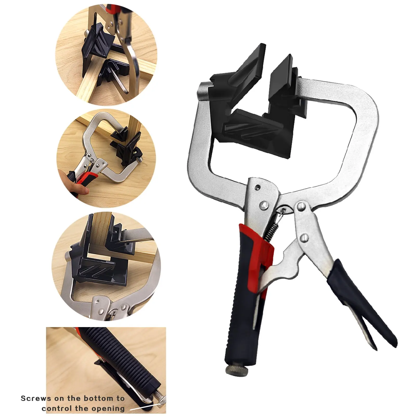 90 Degree Right Angle Auto-adjustable Woodworking Clamp Pliers Picture Frame Corner Clip Hand Tool T-Clamp
90 Degree Right Angle Auto-adjustable Woodworking Clamp Pliers Picture Frame Corner Clip Hand Tool T-Clamp