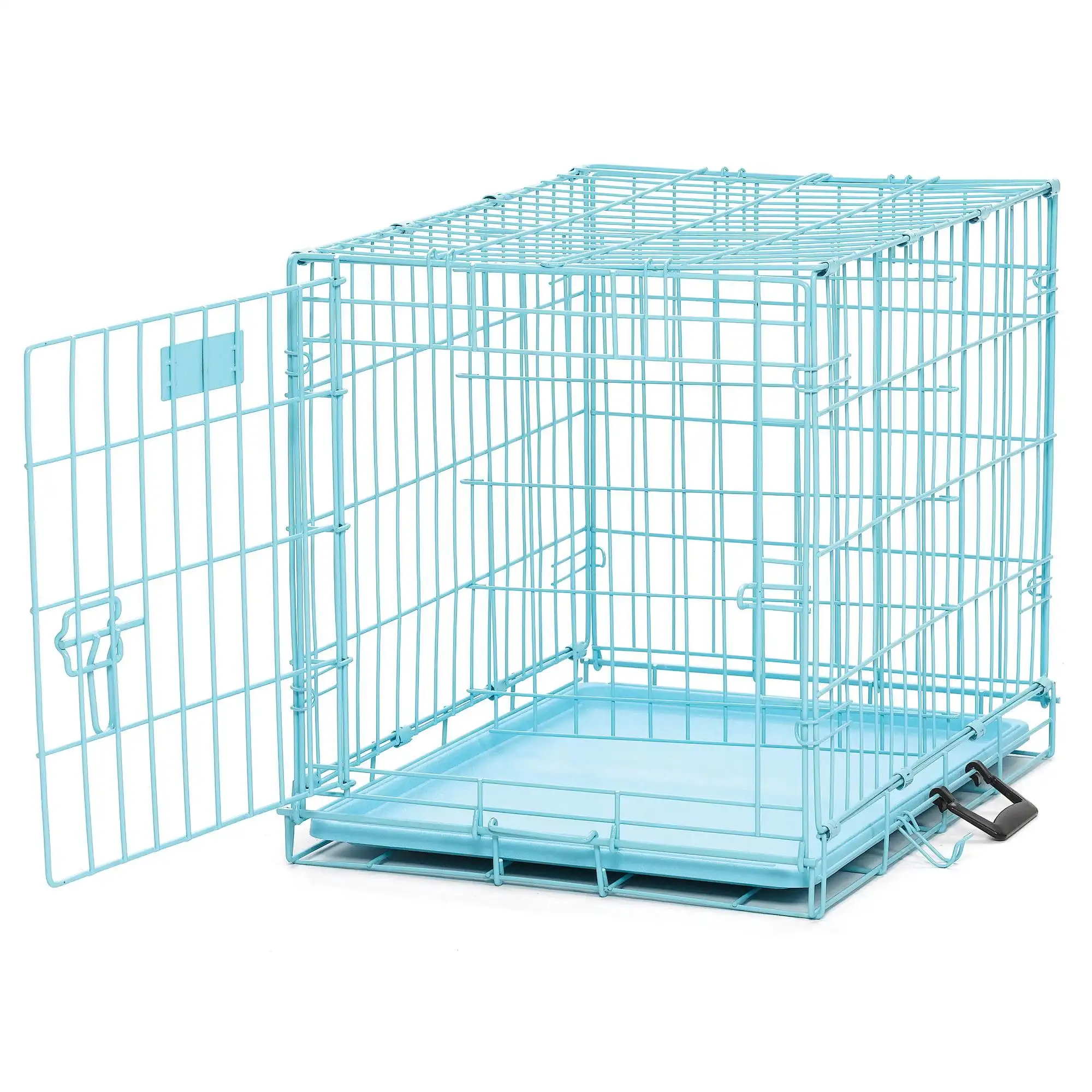 

MidWest iCrate 24 дюйма синий складной металлический ящик для собак с фотоэлементами, защита пола, устойчивый к протечкам лоток для собак