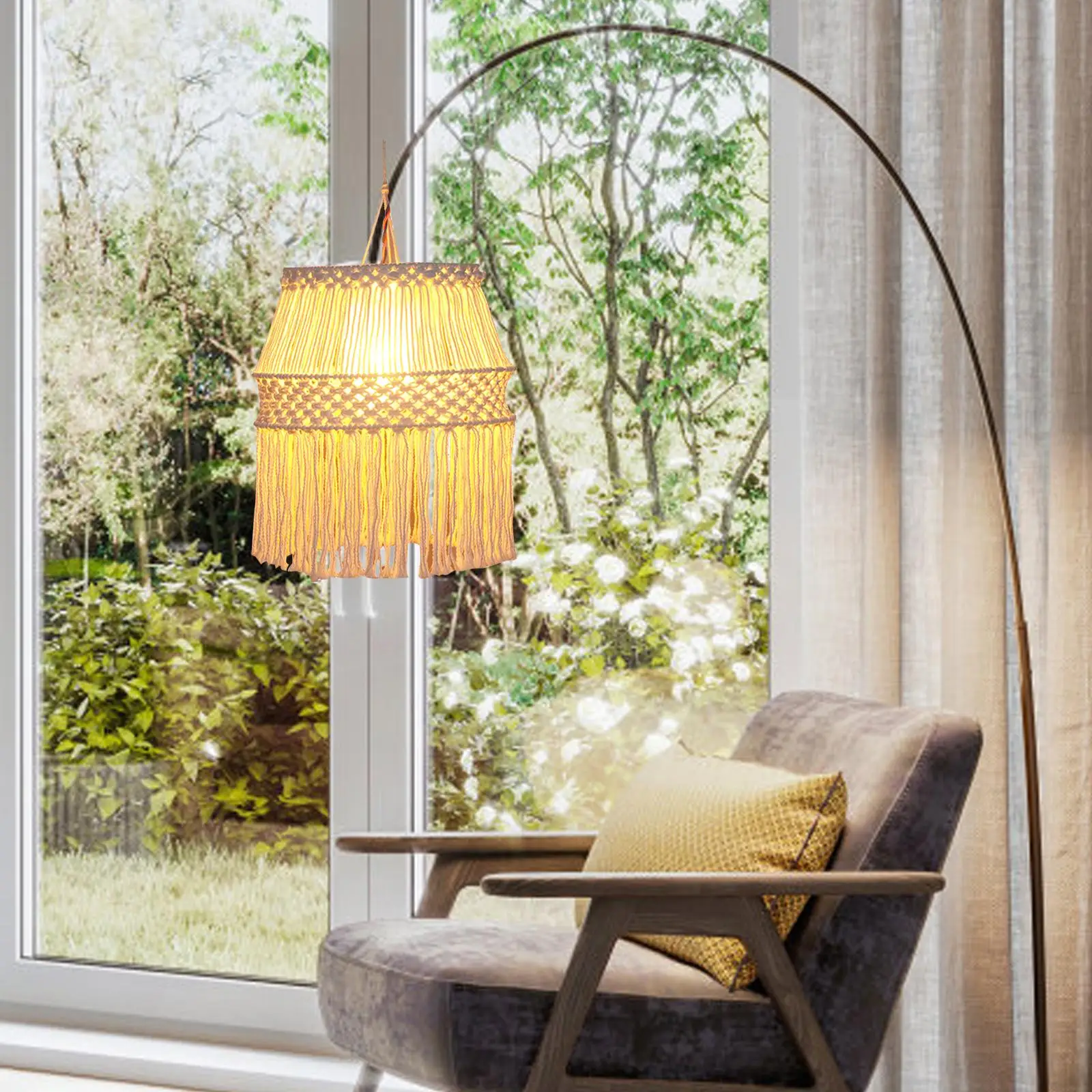 Macrame Lamp Shade Boho Hand Woven Nordic Pendant Light Shade Replacement Lampshade for Hotel Office Home Nursery Decoration
Macrame Lamp Shade Boho Hand Woven Nordic Pendant Light Shade Replacement Lampshade for Hotel Office Home Nursery Decoration