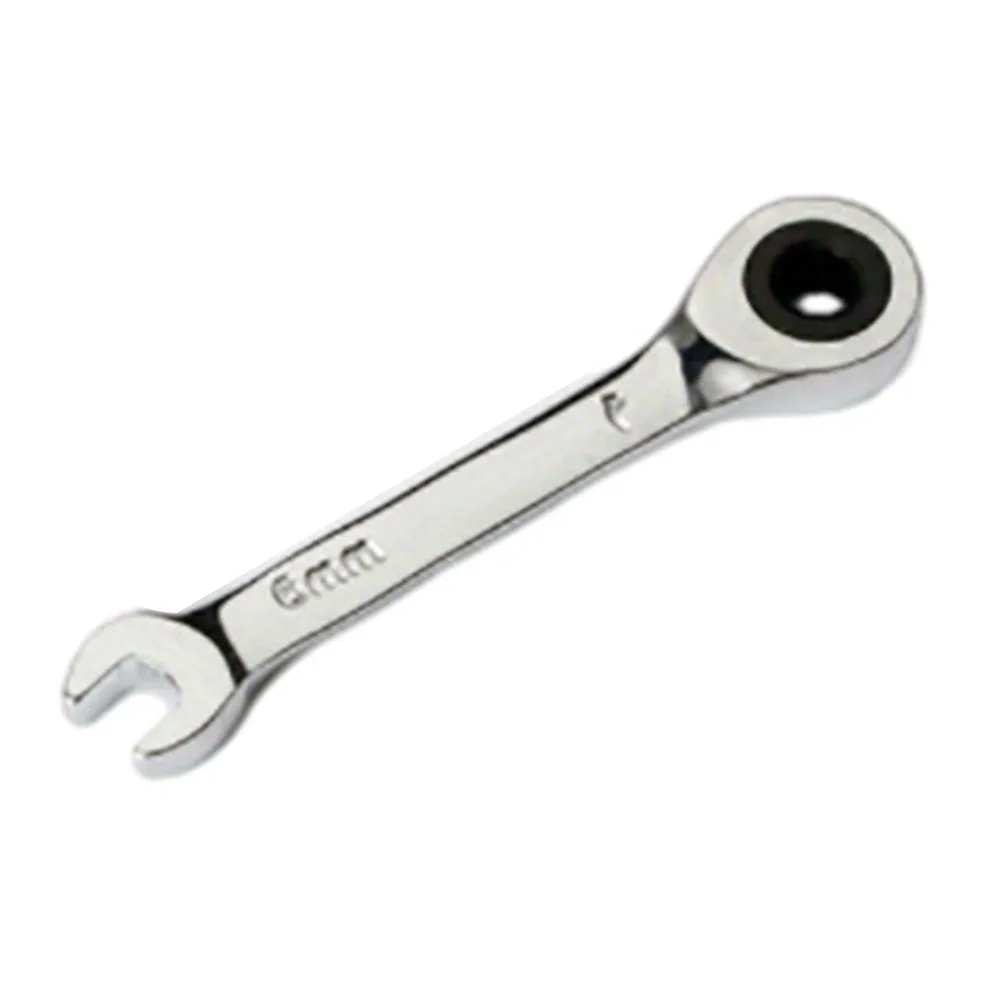 

1pc 6-19mm Ratchet Socket Wrench Spanner Short Handle 72 Tooth Reversible Combination Stubby Single Wrench Open Box End Multi-to