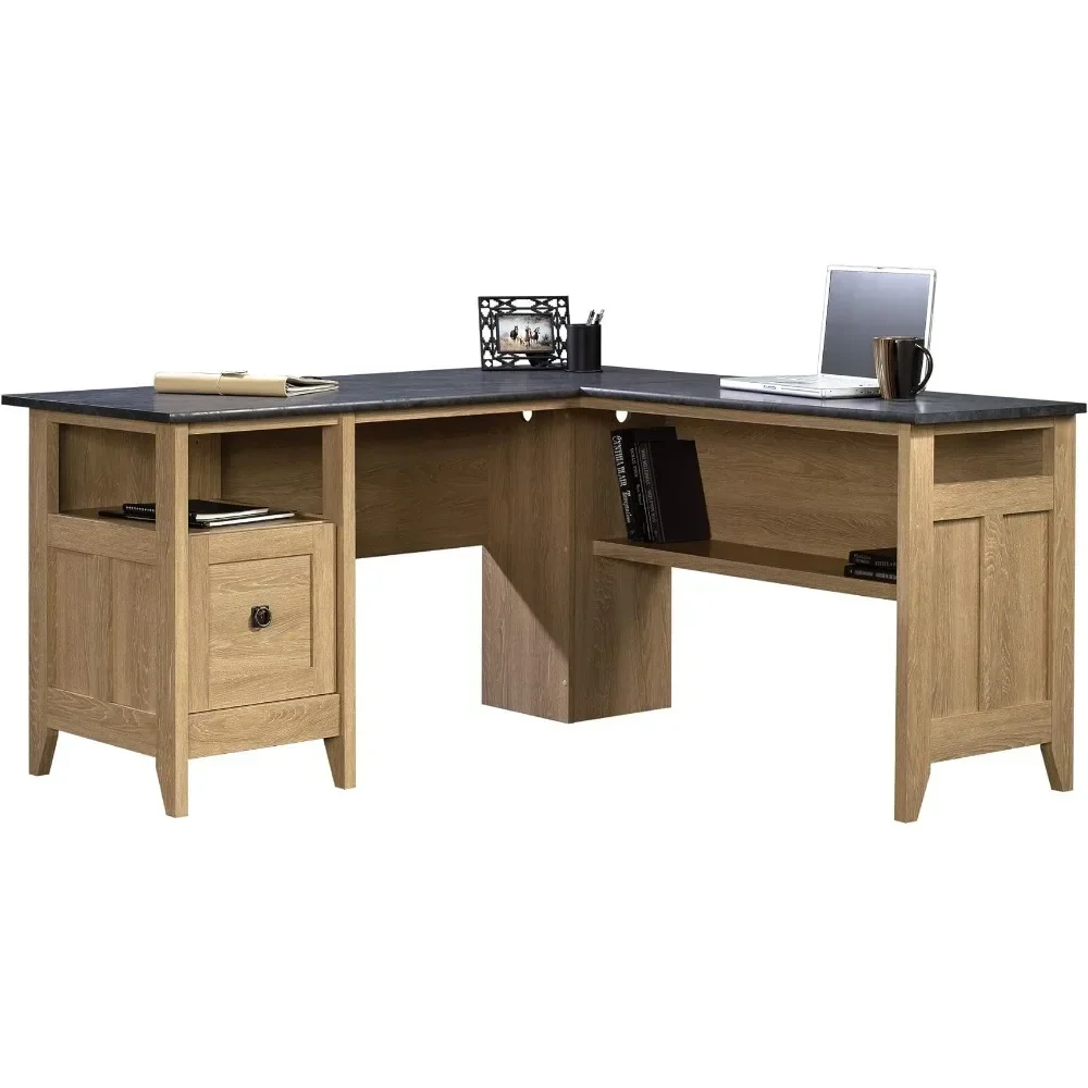 

L: 59.06" X W: 58.74" X H: 29.25" Reading Desk August Hill L-Shaped Desk Dover Oak Finish Freight Free Computer Office Furniture
