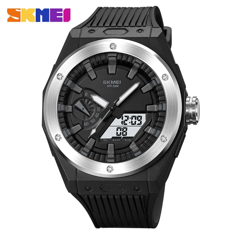 

SKMEI Fashion LED Light Display Sport Watch Mens 3 Time Chrono Digital Wristwatches 50m Waterproof Alarm Clock relogio masculino