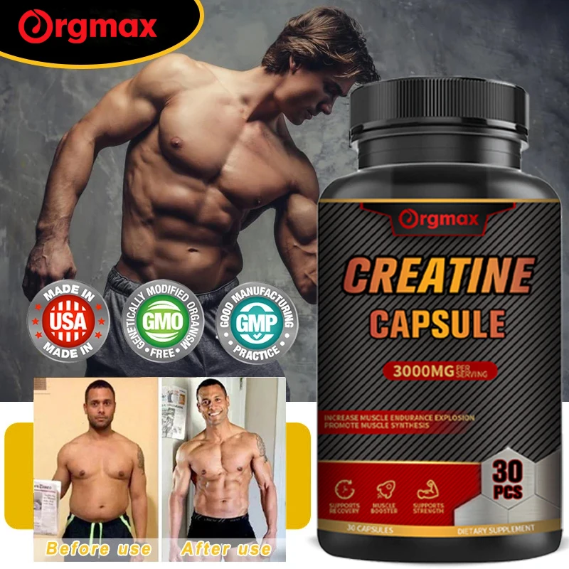 

Monohydrate Creatine Capsules Improve Energy Endurance Performance Enhance Athletic Gain Strength Muscle Growth for Adults Gym