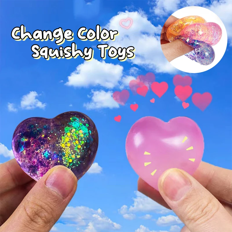 1Pc Changing Color Heart Squeeze Toy Sequins Love Fidget Toy Squishy Pinch Kneading Toy Stress Reliever Toy Kid Party Favor
1Pc Changing Color Heart Squeeze Toy Sequins Love Fidget Toy Squishy Pinch Kneading Toy Stress Reliever Toy Kid Party Favor