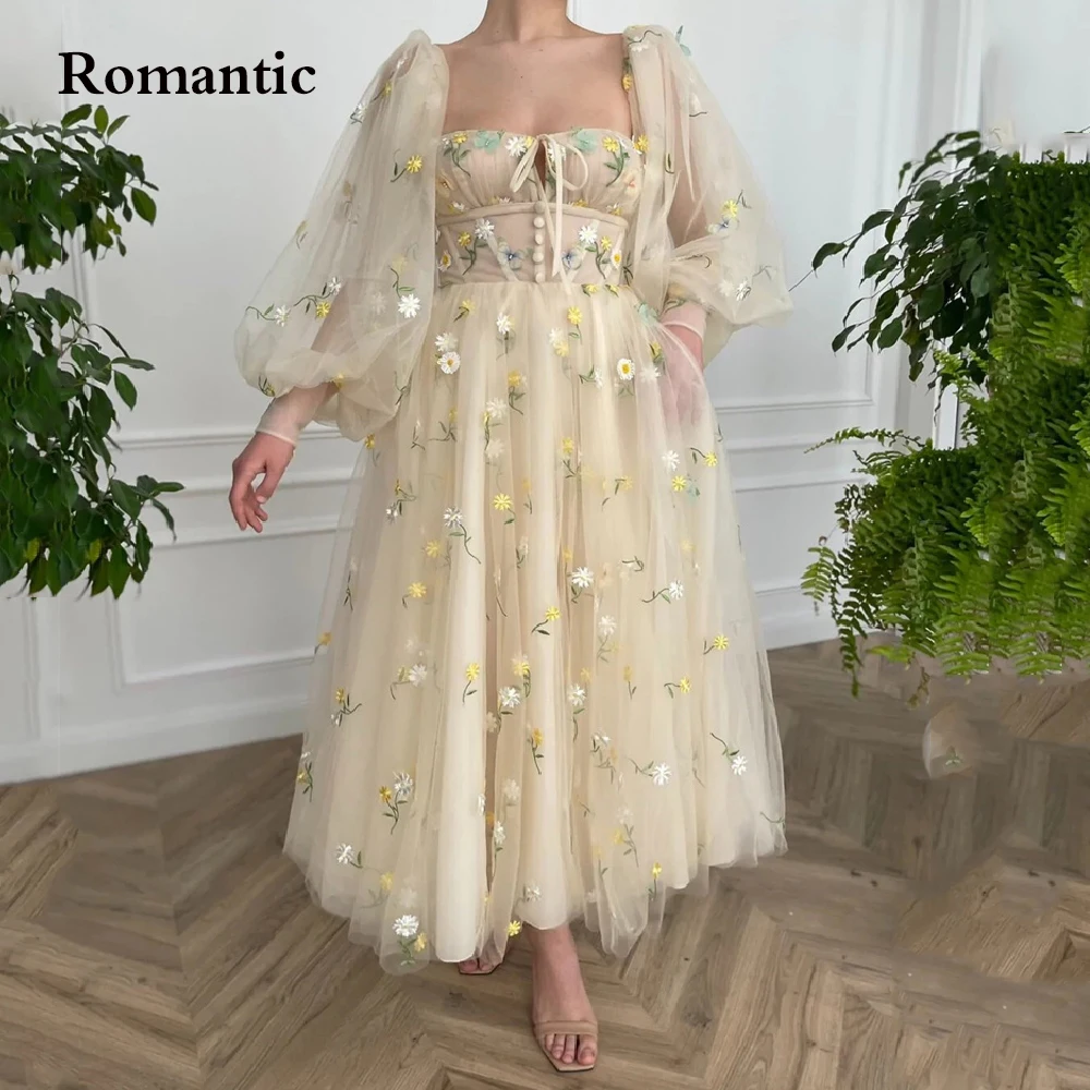 Romantic Evening Dress Soft Beige Tulle With Daffodils Puff Sleeves Sweetheart Side Pocket Girl's Gradution Long Prom Gowns 2022
Romantic Evening Dress Soft Beige Tulle With Daffodils Puff Sleeves Sweetheart Side Pocket Girl's Gradution Long Prom Gowns 2022