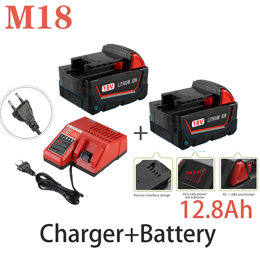 Оригинальный сменный литий-ионный аккумулятор 18 в 12800 мАч Ач для Milwaukee Xc M18 M18B