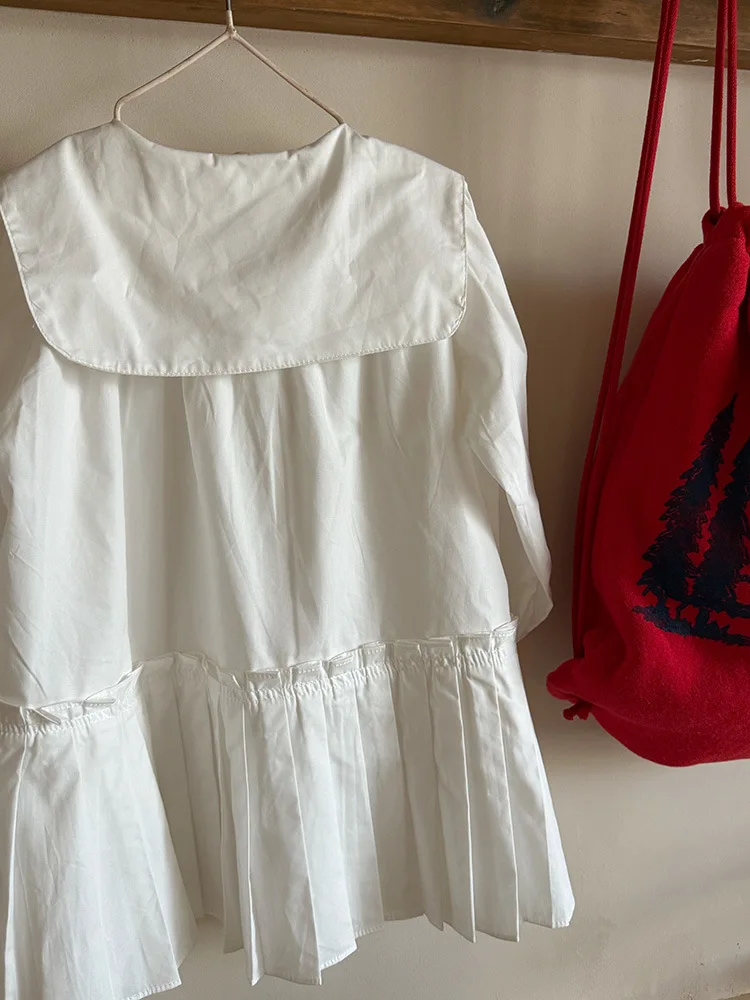 2025 Autumn New Girls Preppy Style Pleated Dress Solid Children Long Sleeve Dress Baby Girl Large Lapel Loose Dress Kids Clothes 32 S1d97d6b88fed4870b623d703c9b3358cZ