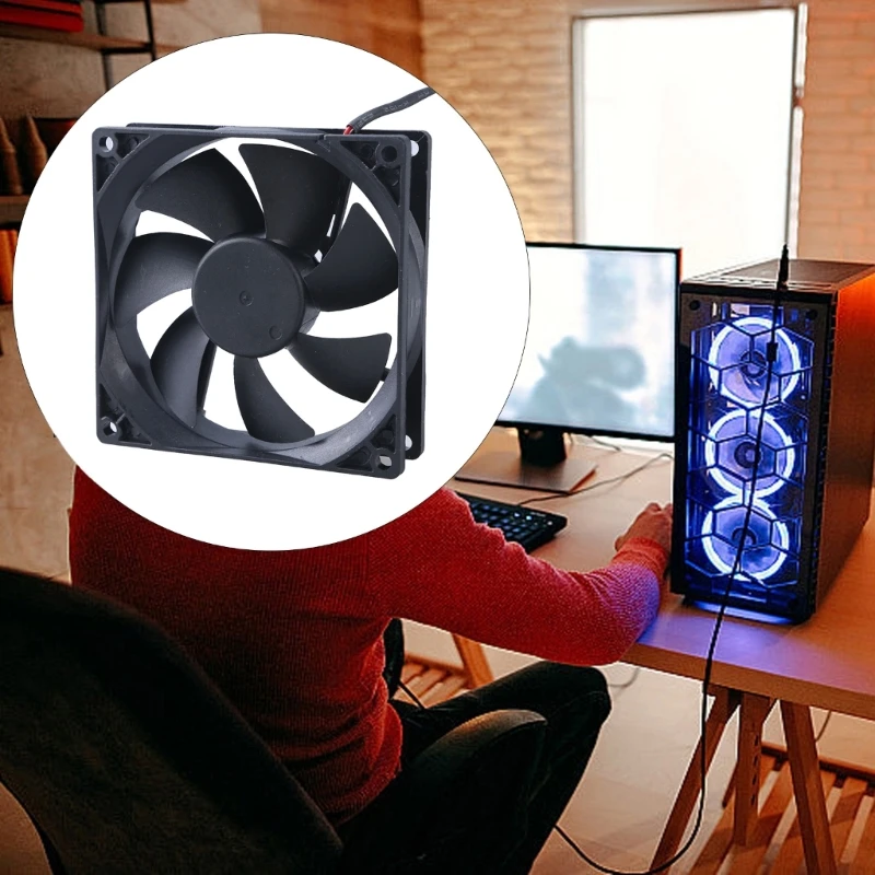 90mm Efficient Quiet Cooling Fan DC12V 5.5x2.1mm 2500R High Low Power Consumption for Computer and Industrial 
90mm Efficient Quiet Cooling Fan DC12V 5.5x2.1mm 2500R High Low Power Consumption for Computer and Industrial