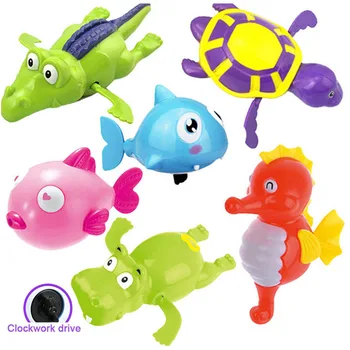 O Mundo Subaquático ao Alcance das Mãos: Brinquedos Educativos de Pelúcia "Criaturas Marinhas" 12 Baby Water Toys Swimming Pool Cartoon Animal Tortoise Classic Wound-up Chain Clockwork Bath Toys for infant 0 12 24months