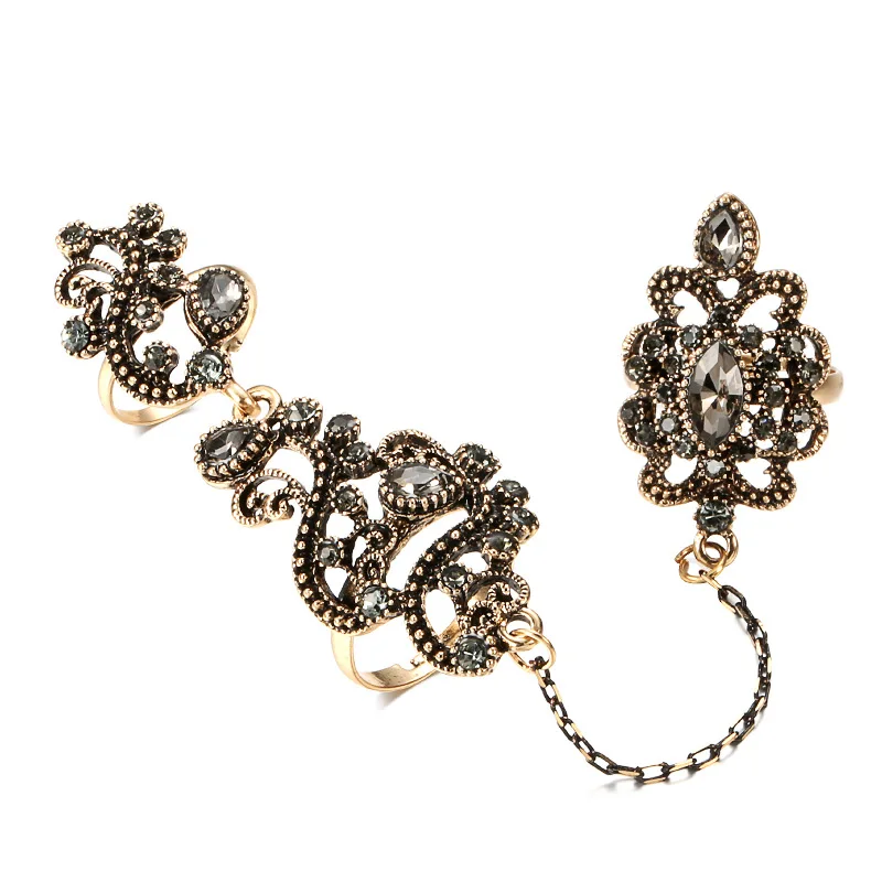 2022 New Turkish Double Finger Ring for Women Grey Crystal Flower Ethnic Bride Vintage Wedding Jewelry Pretty Midi Ring Anillos
2022 New Turkish Double Finger Ring for Women Grey Crystal Flower Ethnic Bride Vintage Wedding Jewelry Pretty Midi Ring Anillos