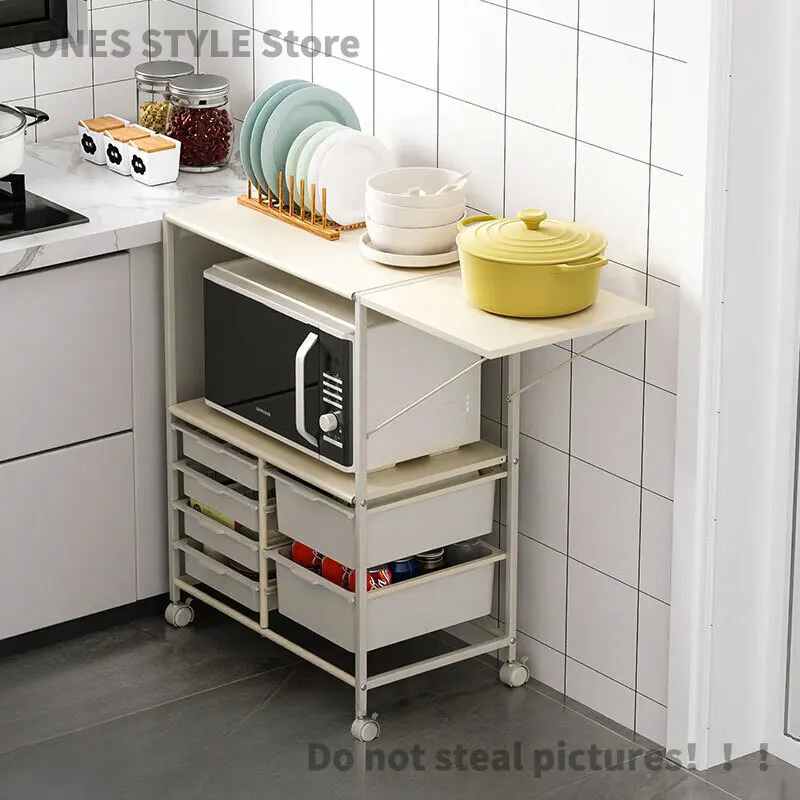 

Mobile Multifunctional Storage Rack Microwave Oven Rack Kitchen Storage Cabinet Storage Rack Multi-layer Sideboard Shelf