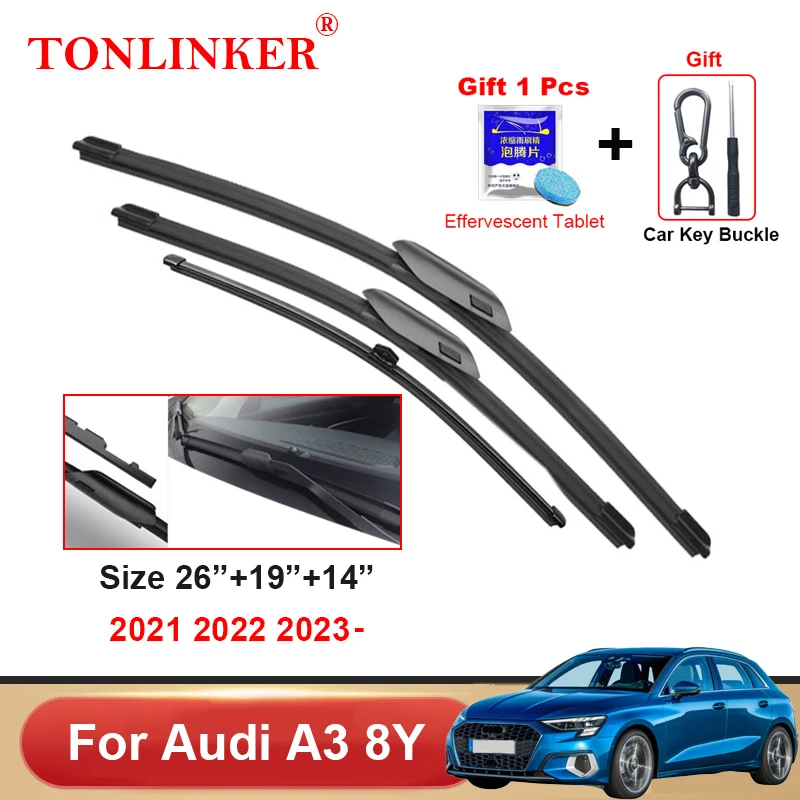 TONLINKER Wiper Blades For Audi A3 8Y Hatchback Sedan 2021 2022 2023 Car Accessories Front Rear Windscreen Wiper Blade Brushes
TONLINKER Wiper Blades For Audi A3 8Y Hatchback Sedan 2021 2022 2023 Car Accessories Front Rear Windscreen Wiper Blade Brushes