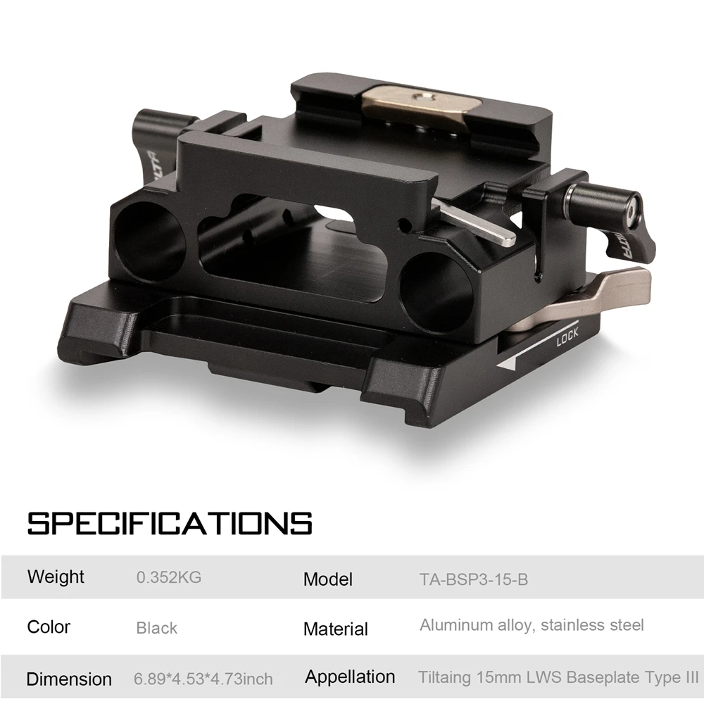 TILTA TA-BSP3-15-B 15mm LWS Baseplate Type III DSLR Base for TILTA Canon 5D/7D Camera Cage
TILTA TA-BSP3-15-B 15mm LWS Baseplate Type III DSLR Base for TILTA Canon 5D/7D Camera Cage