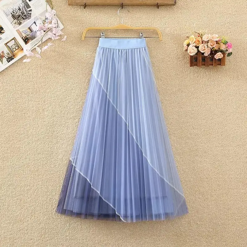 2024 New Women's Summer High Waist Casual Mesh Skirt Female Contrast Color Pleated Skirts Ladies Midi Long A-line Skirts B228
2024 New Women's Summer High Waist Casual Mesh Skirt Female Contrast Color Pleated Skirts Ladies Midi Long A-line Skirts B228
