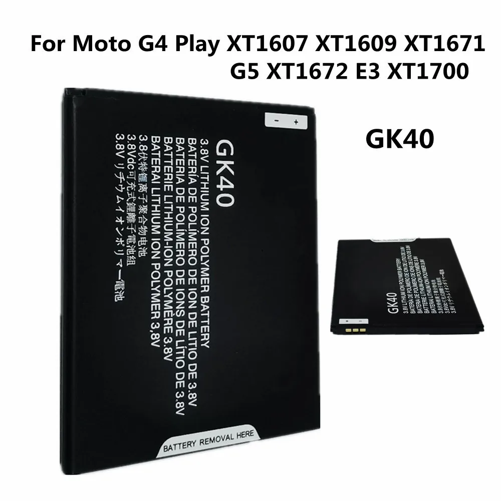 

Новый Сменный аккумулятор GK40 2800 мАч для Motorola Moto E3 G4 Play XT1607 XT1609 XT1670 XT1671 G5 XT1672 XT1675, батарея для мобильного телефона